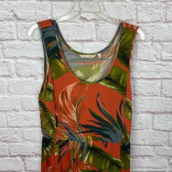 Soft Surroundings Fabiana Palm Floral Orange Tropical Maxi Dress Medium Petite - Picture 3 of 4